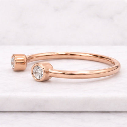 Dual Birthstone Ring / Open Diamond Ring / Two Birthstone Ring / Promise Ring / His and Hers Promise Ring / Birthday gift for her
