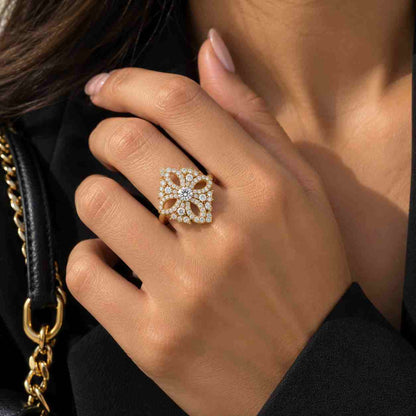 Unique Round Diamond Ring, E, VVS2 Lab Grown Diamond Ring, Unique Bridal Ring, Anniversary Gift, Dome shape, Perfect gift for her