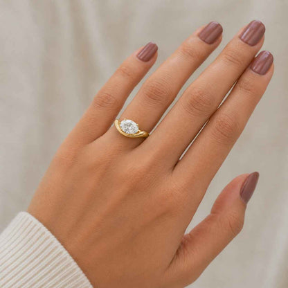  Lab Grown Diamond Ring with Twisted Rope Band Engagement Ring 14k Gold Perfect gift for her