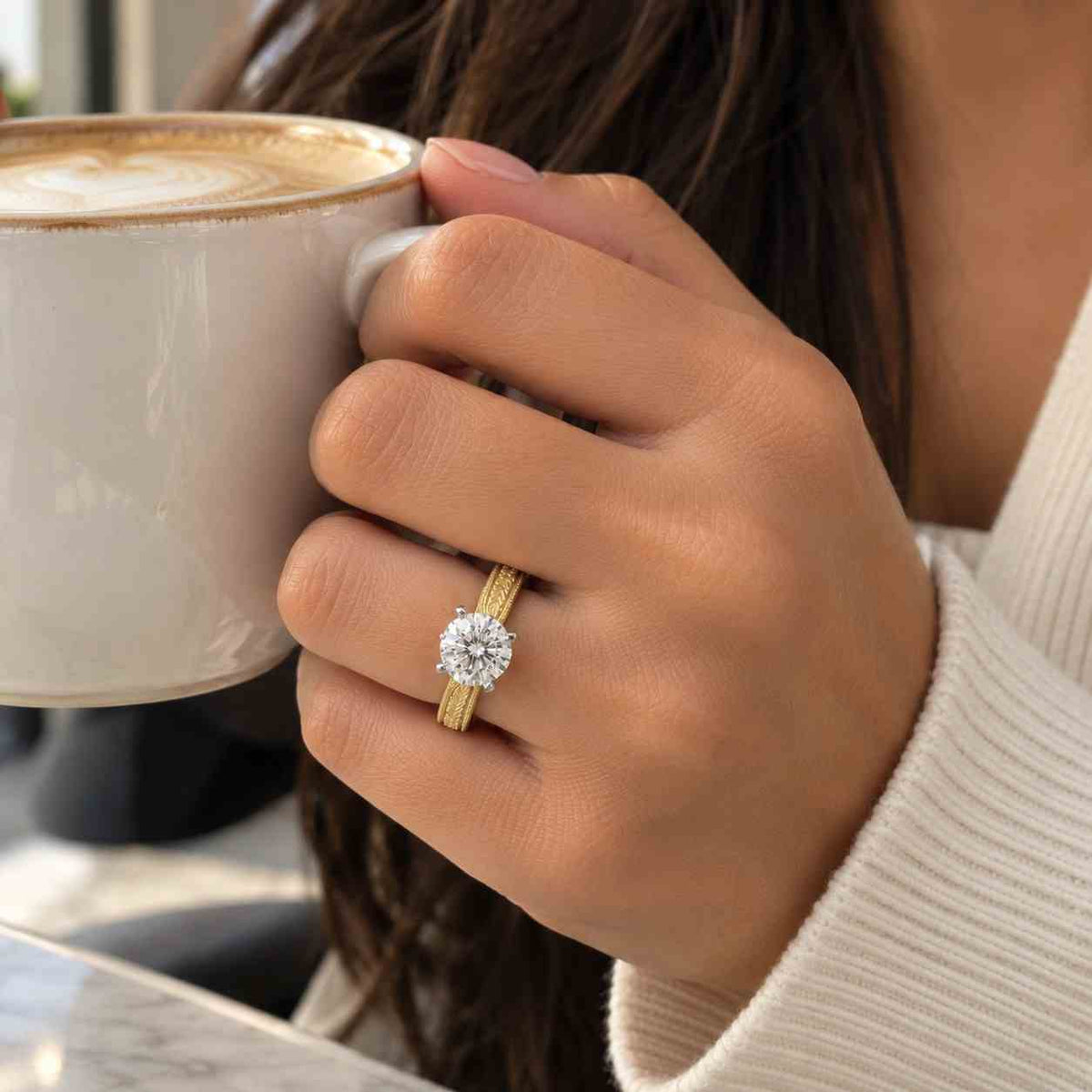 lab grown diamond round cut solid gold engagement ring 10k 14k 18k ring solitaire wedding ring round cut dainty ring for women igi certified