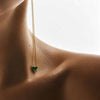 Heart Cut Emerald Pendant Necklace in 14K Yellow Gold