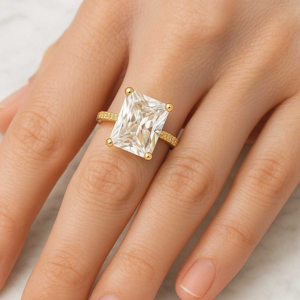 Lab Grown Diamond Solitaire Engagement Ring Radiant Cut Diamond Split Shank Ring IGI Certified Proposal Ring