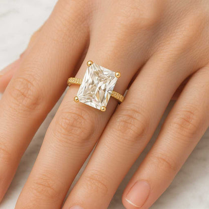 Lab Grown Diamond Solitaire Engagement Ring Radiant Cut Diamond Split Shank Ring IGI Certified Proposal Ring