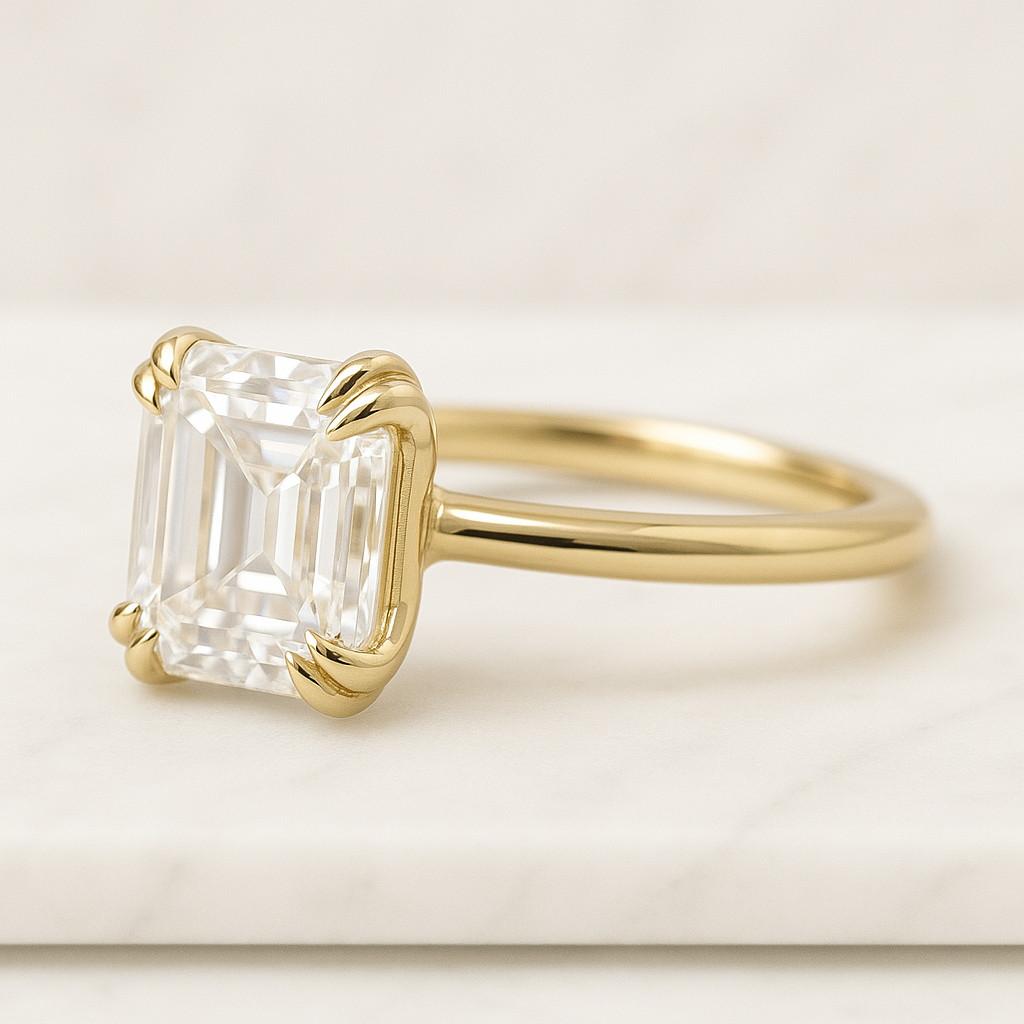 Lab Grown Diamond Solitaire Ring Asscher Cut Diamond Engagement Ring Simple Diamond Ring