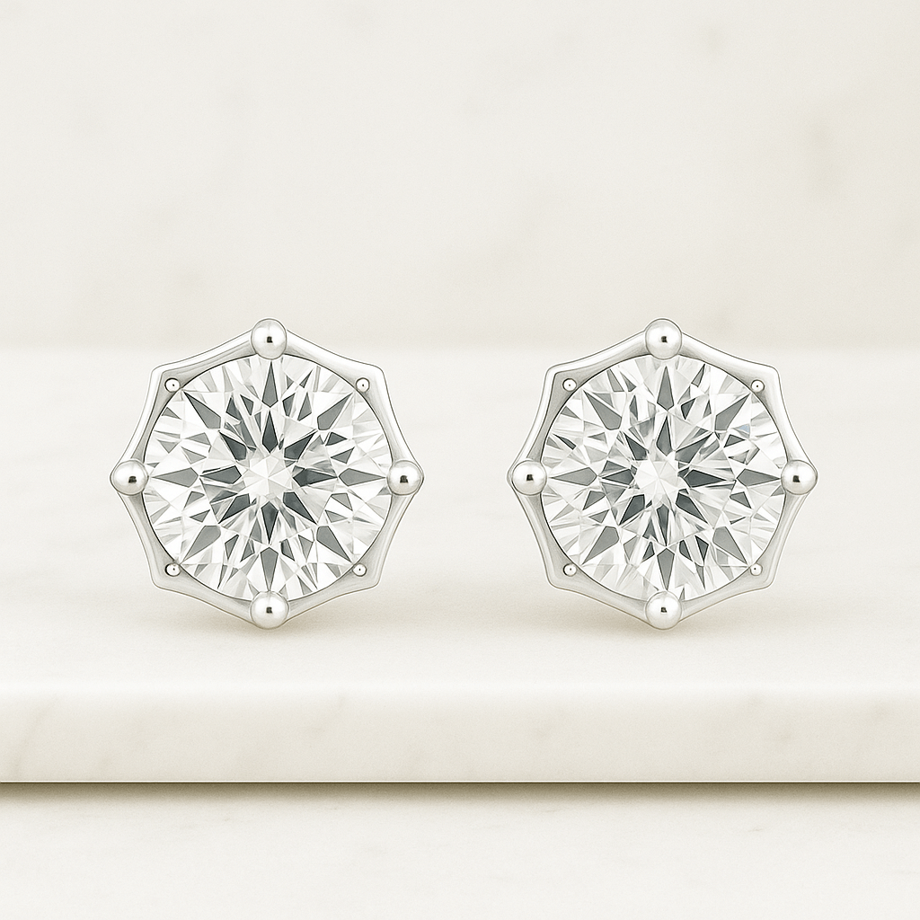 Round Cut Lab Grown Diamond Wedding Earrings, Round Diamond Studs, Diamond Stud Earrings for Women, Birthday Anniversary Gifts