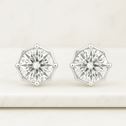 Round Cut Lab Grown Diamond Wedding Earrings, Round Diamond Studs, Diamond Stud Earrings for Women, Birthday Anniversary Gifts