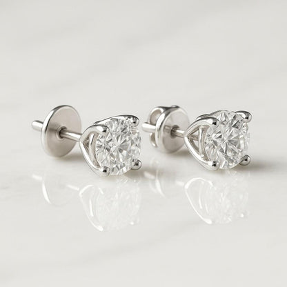 IGI Certified Round Lab Grown Diamond Stud Earrings, 2 TCW Diamond Earrings