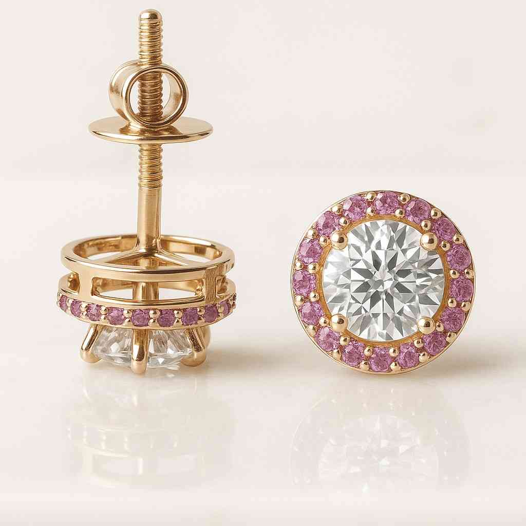 Lab Grown Diamond Stud Earrings 2 TW Round Cut Diamond Earrings