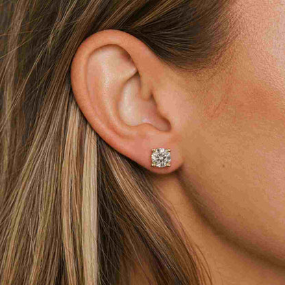 Round Cut Lab Grown Diamond Stud Earrings, Minimalist Earrings Available In Various Sizes, Screw Back Earrings For Her, CVD Diamond Earrings
