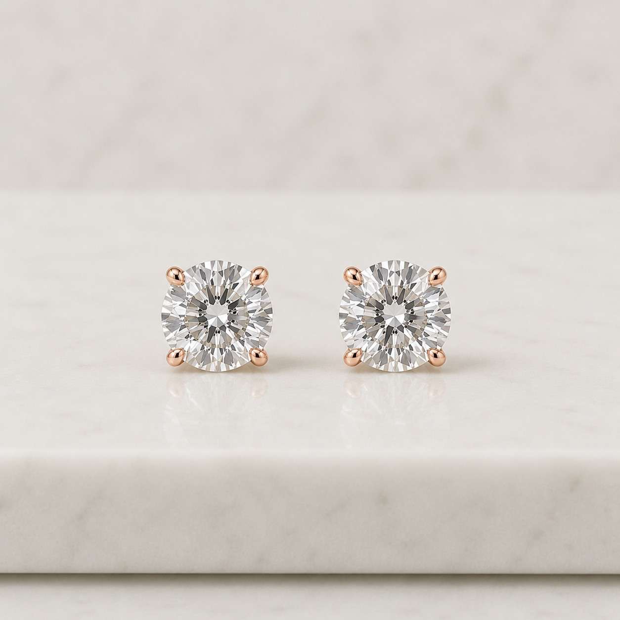 6 Carat Total Weight Lab Grown Round Diamond Stud Earrings | 3 Carat Each | IGI Certified | 14K Gold | DEF/ VVS–vs | Push Back or Screw Back
