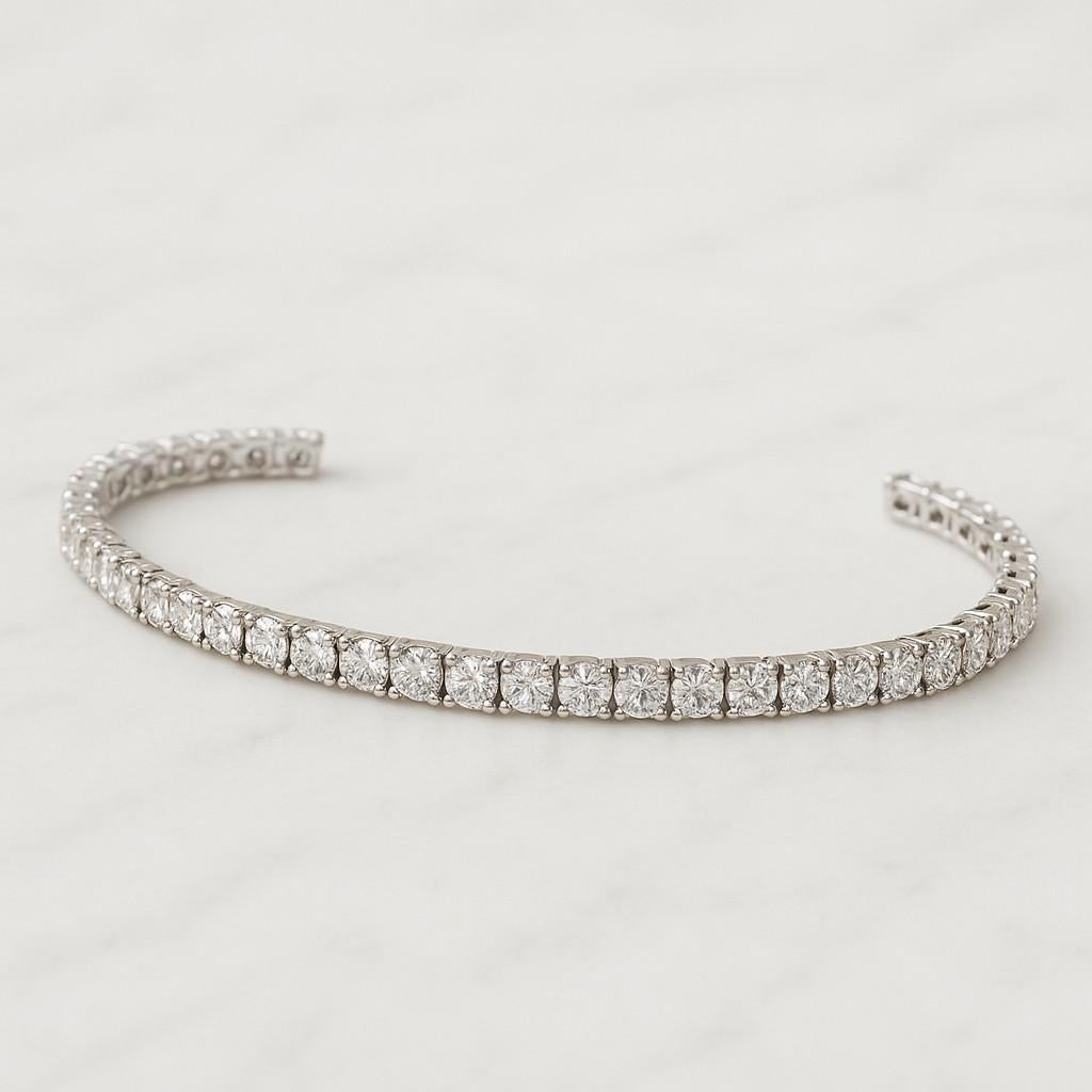 Lab Grown Diamond Tennis Bracelet 14K Yellow Gold Bezel Set Bridal Wedding Moissanite Jewelry Elegant Gift for Her Anniversary Gift