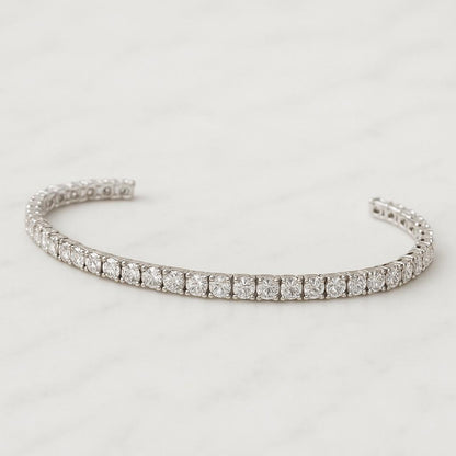 Lab Grown Diamond Tennis Bracelet 14K Yellow Gold Bezel Set Bridal Wedding Moissanite Jewelry Elegant Gift for Her Anniversary Gift