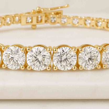 Lab Grown Diamond Tennis Bracelet 14k Gold 4 Prong Setting 14k Lab Diamond Tennis Bracelet 14K Gold 3mm Round Diamonds