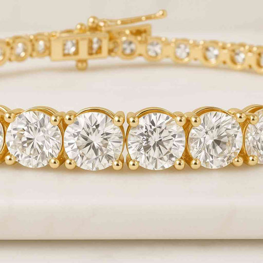 Lab Grown Diamond Tennis Bracelet 14k Gold 4 Prong Setting 14k Lab Diamond Tennis Bracelet 14K Gold 3mm Round Diamonds