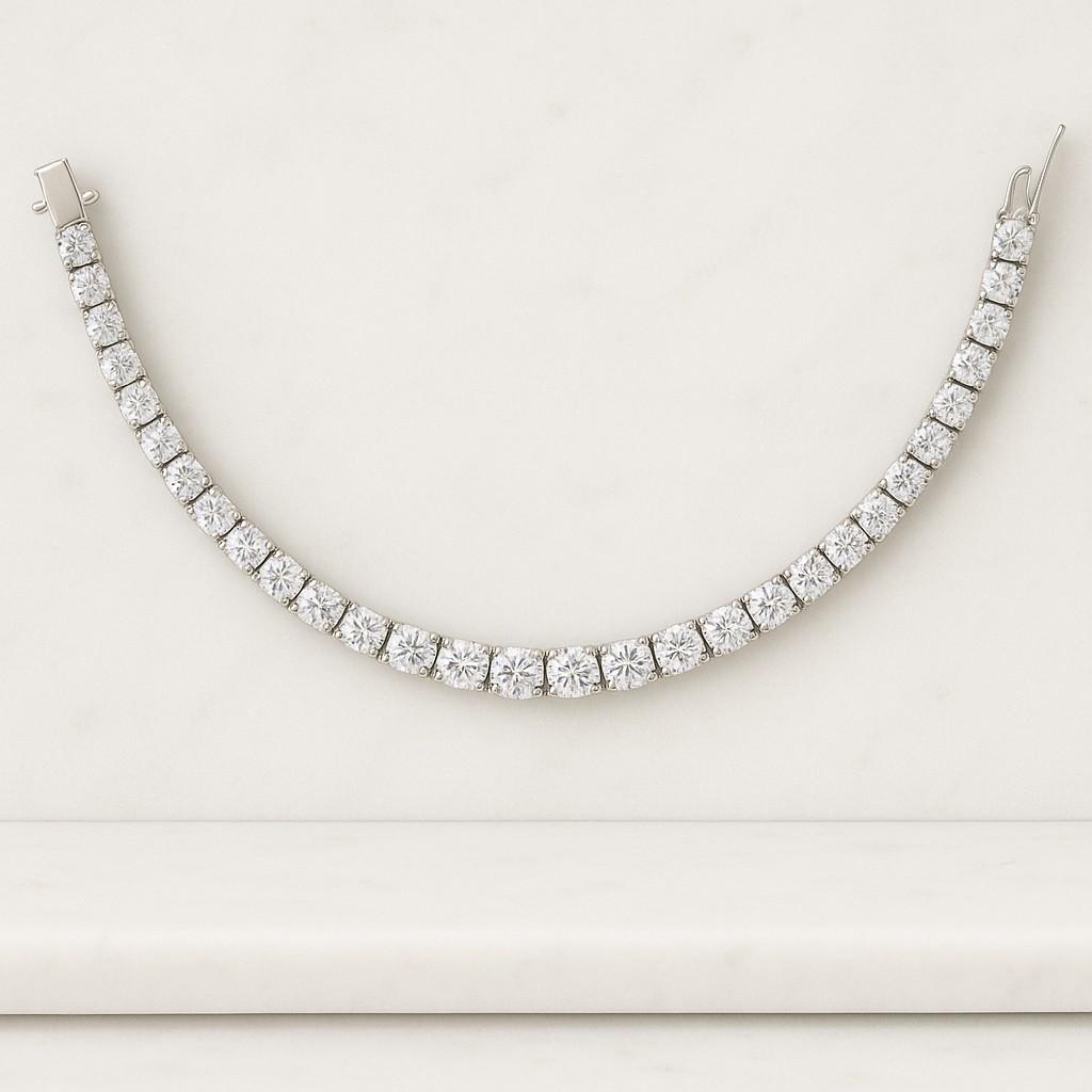 Lab Grown Diamond Tennis Necklace Round Diamond Necklace 14k Gold Lab Grown Diamond Necklace