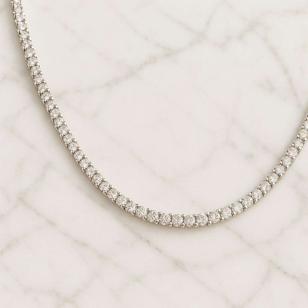 Lab Grown Diamond Tennis Necklace and Bracelet 2mm To 6mm Round Cut Diamond Length Silver Lab Grown Diamond Perfect For HerHim