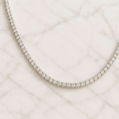 Lab Grown Diamond Tennis Necklace and Bracelet 2mm To 6mm Round Cut Diamond Length Silver Lab Grown Diamond Perfect For HerHim