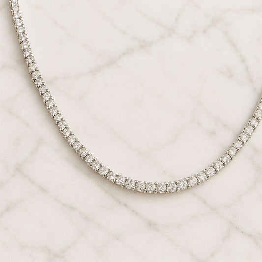 Lab Grown Diamond Tennis Necklace and Bracelet 2mm To 6mm Round Cut Diamond Length Silver Lab Grown Diamond Perfect For HerHim