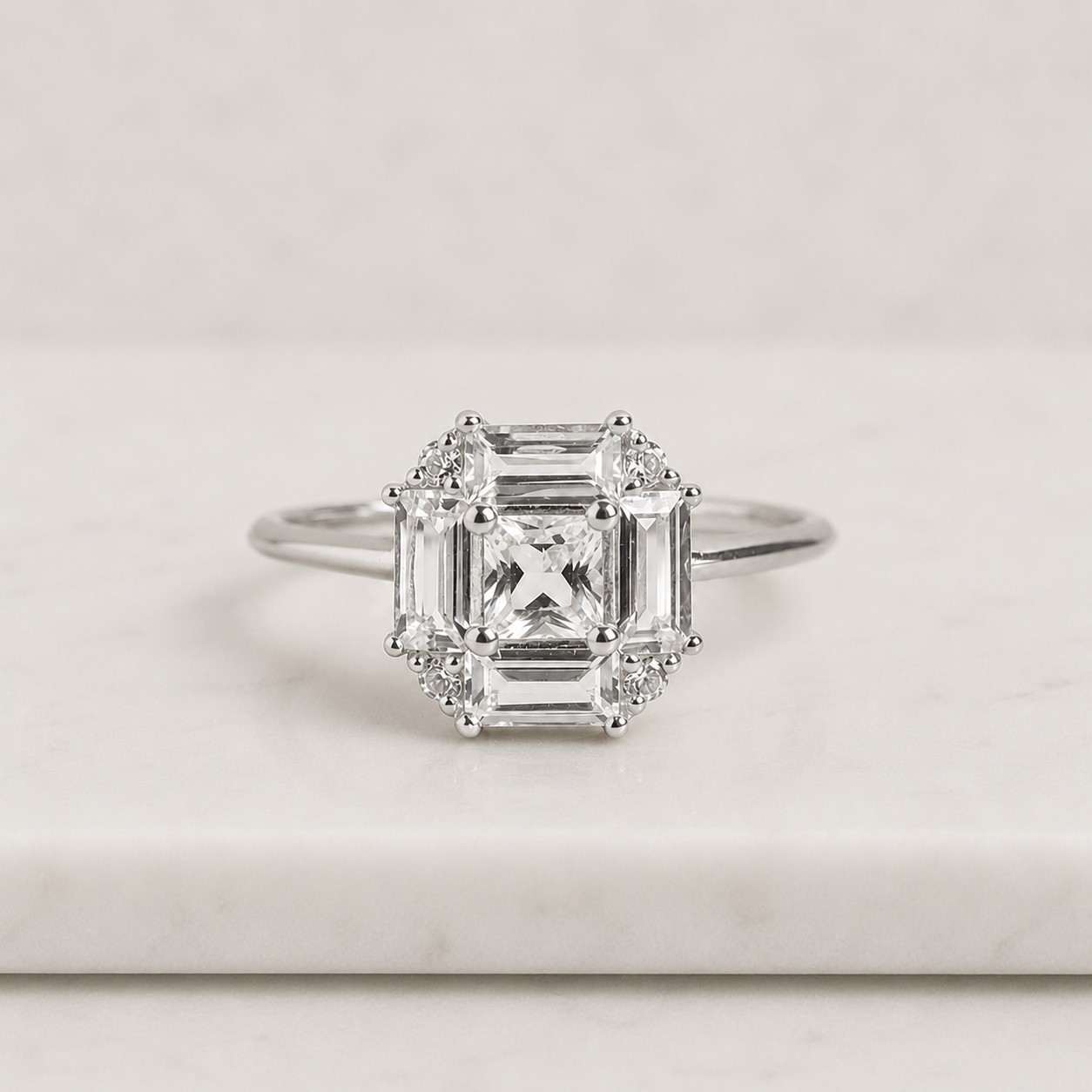 lab grown diamond three stone ring, 14k gold