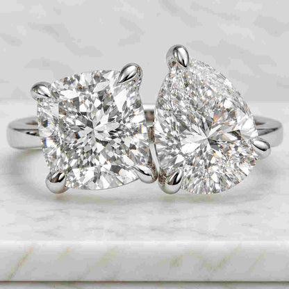 Lab Grown Diamond Toi Et Moi Ring Princess and Pear Diamond Engagement Ring