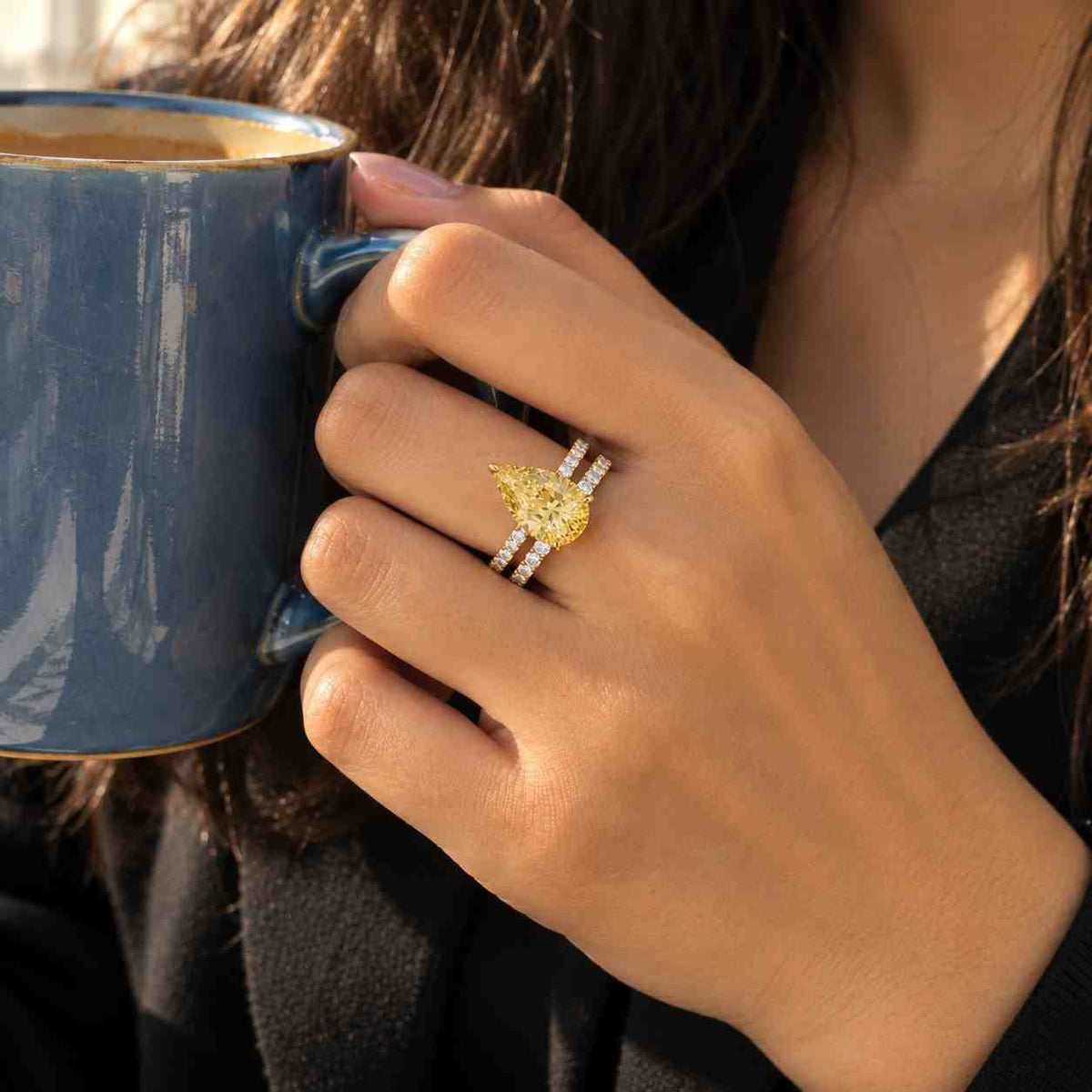 lab grown diamond trilogy,14k solid yellow gold,kite cut sides,engagement ring,1.8 mm straight band,anniversary gift