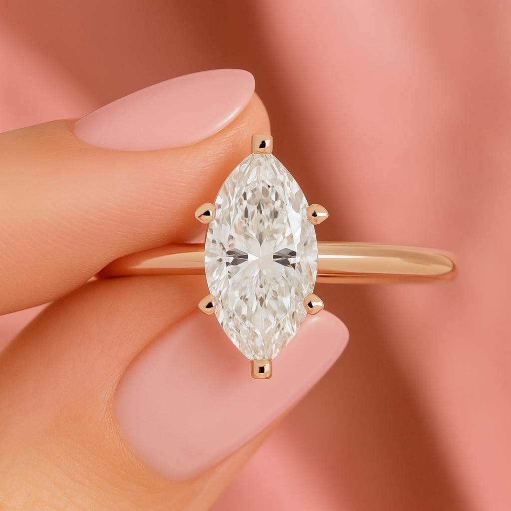 lab grown diamond v prong set engagement ring 14k solid gold proposal ring for wife