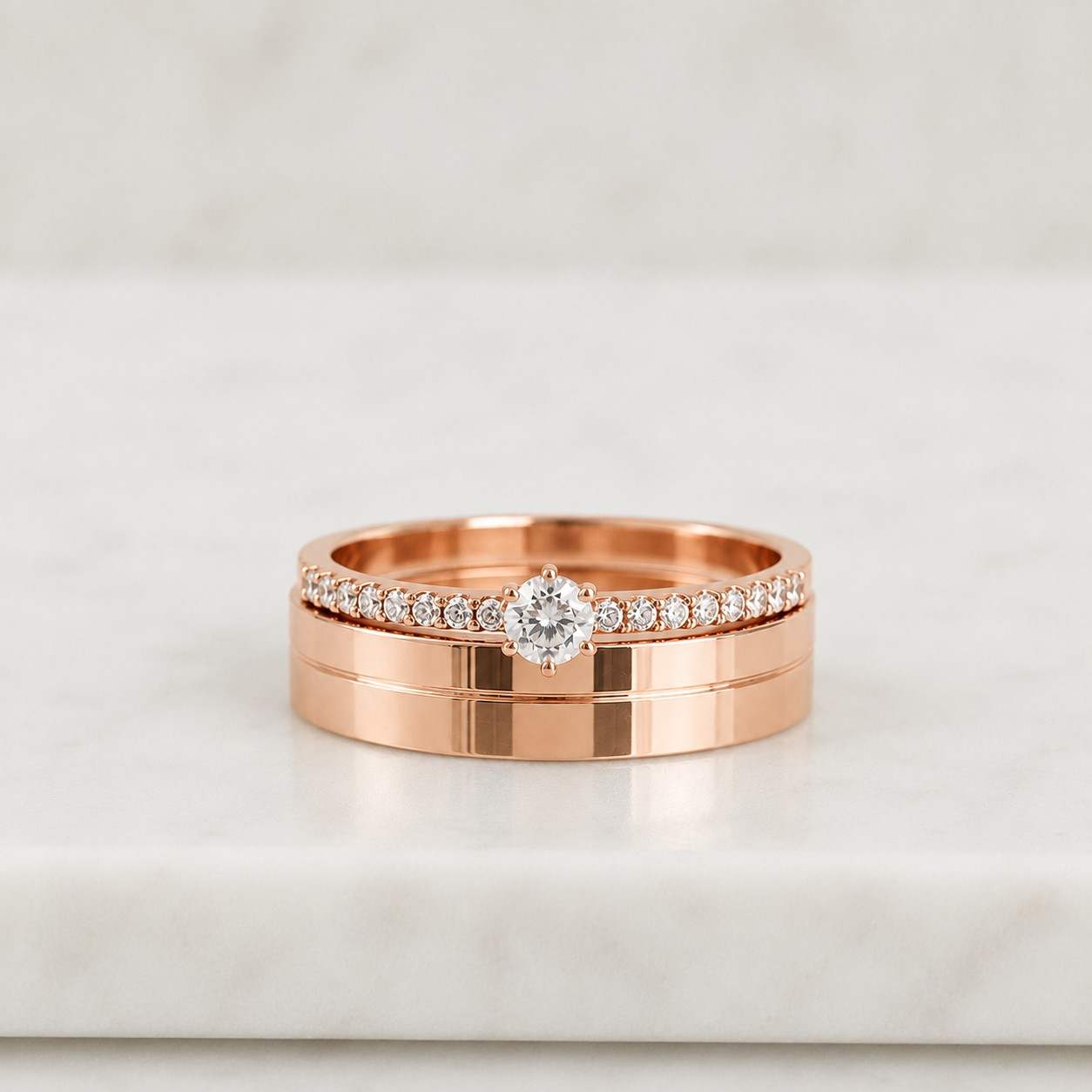 Lab Grown Diamond Wedding Band Set Solid Gold Rings for Couple Unique Engraved Pattern Handmade Ring Anniversary Gifts His and Hers Ring
