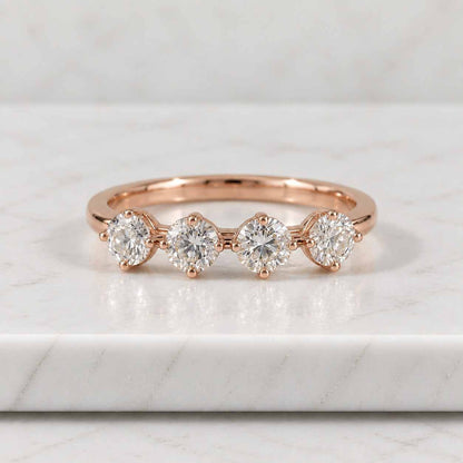 14K Gold Lab Grown Diamond Wedding Band | Seven Stone Eternity Ring
