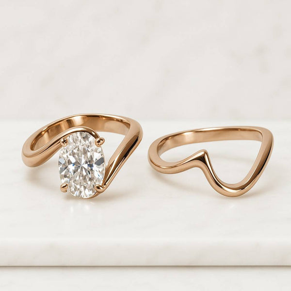 Lab Grown Diamond Wedding Band Seven Stone Ring in Solid Gold