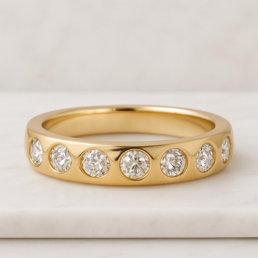 Lab Grown Diamond Wedding Band Solid Gold Ring Half Eternity Pave Stacking Bridal Ring Anniversary Gift for Her