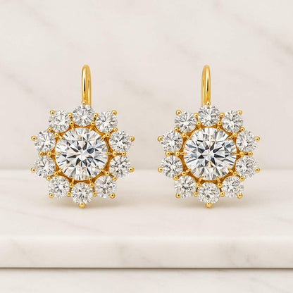 Lab Grown Diamond Wedding Earrings 10K Yellow Gold Uno Pave Set Earrings With Screw Back