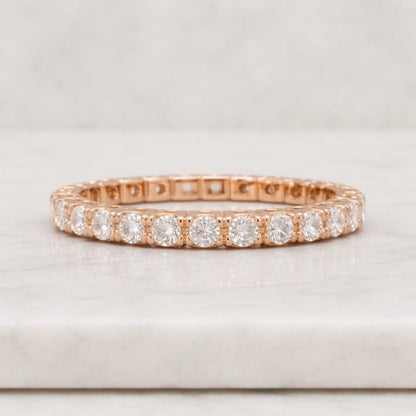 Lab Grown round diamond Wedding Band, Micro Pave Diamond Eternity Wedding Ring, Full Eternity Band 14k Gold Band Anniversary Ring For Her.
