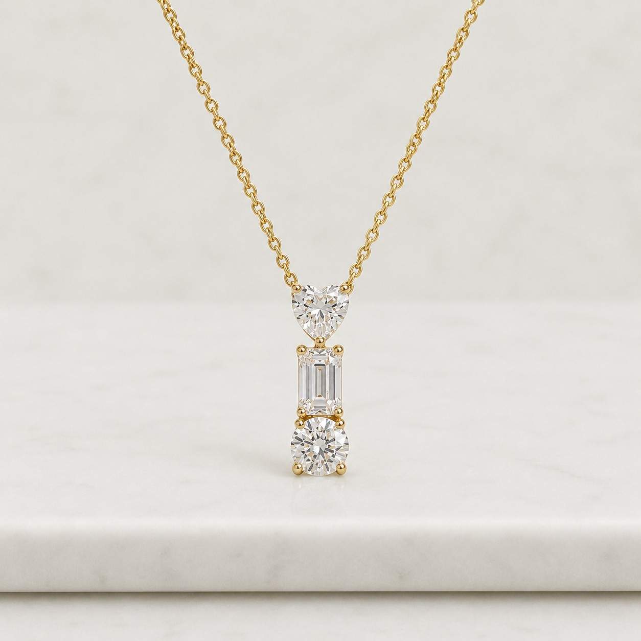 lab grown emerald diamond pendant necklace, emerald diamond solitaire necklace, 18k gold minimalist wedding necklace for women, fine jewelry
