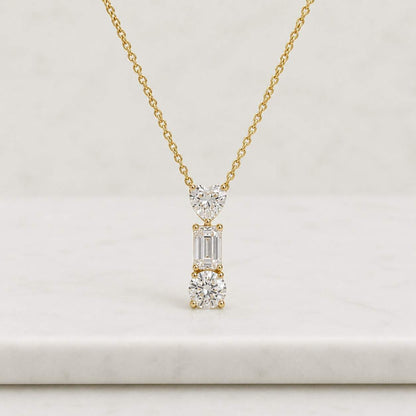 Lab Grown Emerald Diamond Pendant Necklace, Emerald Diamond Solitaire Necklace, 18K Gold Minimalist Wedding Necklace For Women, Fine Jewelry
