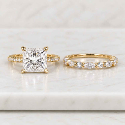 Lab Grown Marquise Diamond Three Stone Engagement Ring, 14K Gold Twisted Band Ring For Birthday Gift, Lab Diamond Ring For Wedding Gifts
