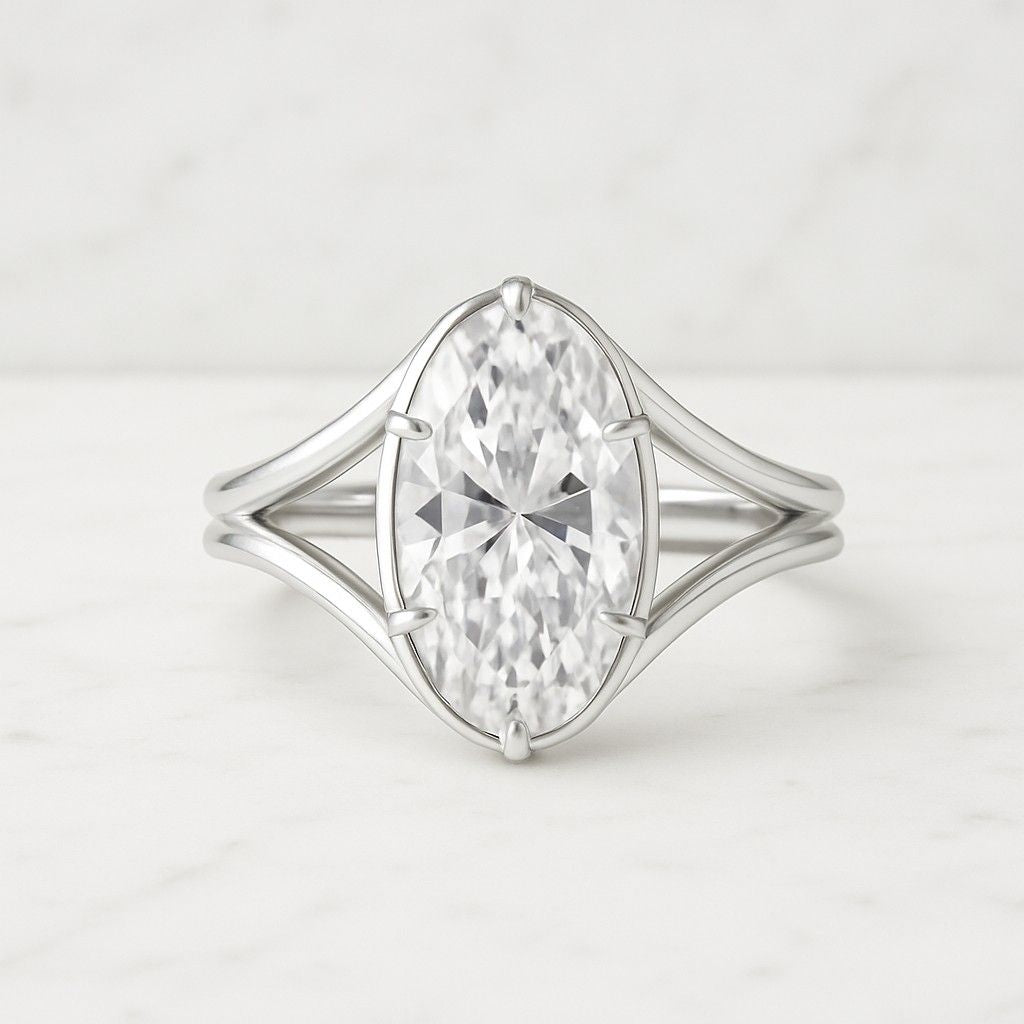 Lab Grown OMC Moval Cut Solitaire Engagement Ring 14K Yellow Gold Wedding Ring-Bezel Set Anniversary Promise Ring Gift For Women