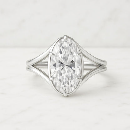 Lab Grown OMC Moval Cut Solitaire Engagement Ring 14K Yellow Gold Wedding Ring-Bezel Set Anniversary Promise Ring Gift For Women