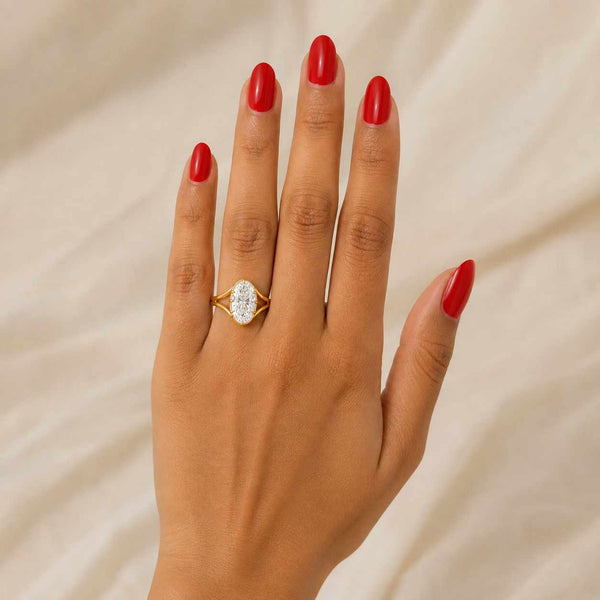Lab Grown Oval Diamond Split Shank Engagement Ring, 14K Gold Oval Cut Solitaire Ring For Wedding Gift, Solid Gold Promise Ring For Women
