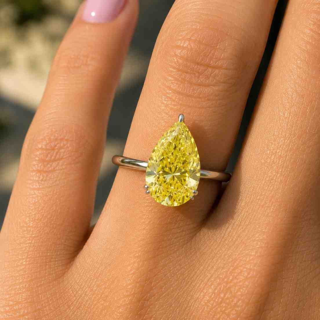Lab Grown Pear Diamond Solitaire Ring, 14K Gold Distance Diamond Engagement Ring For Gift, Lab Diamond Ring, Anniversary Gift For Women