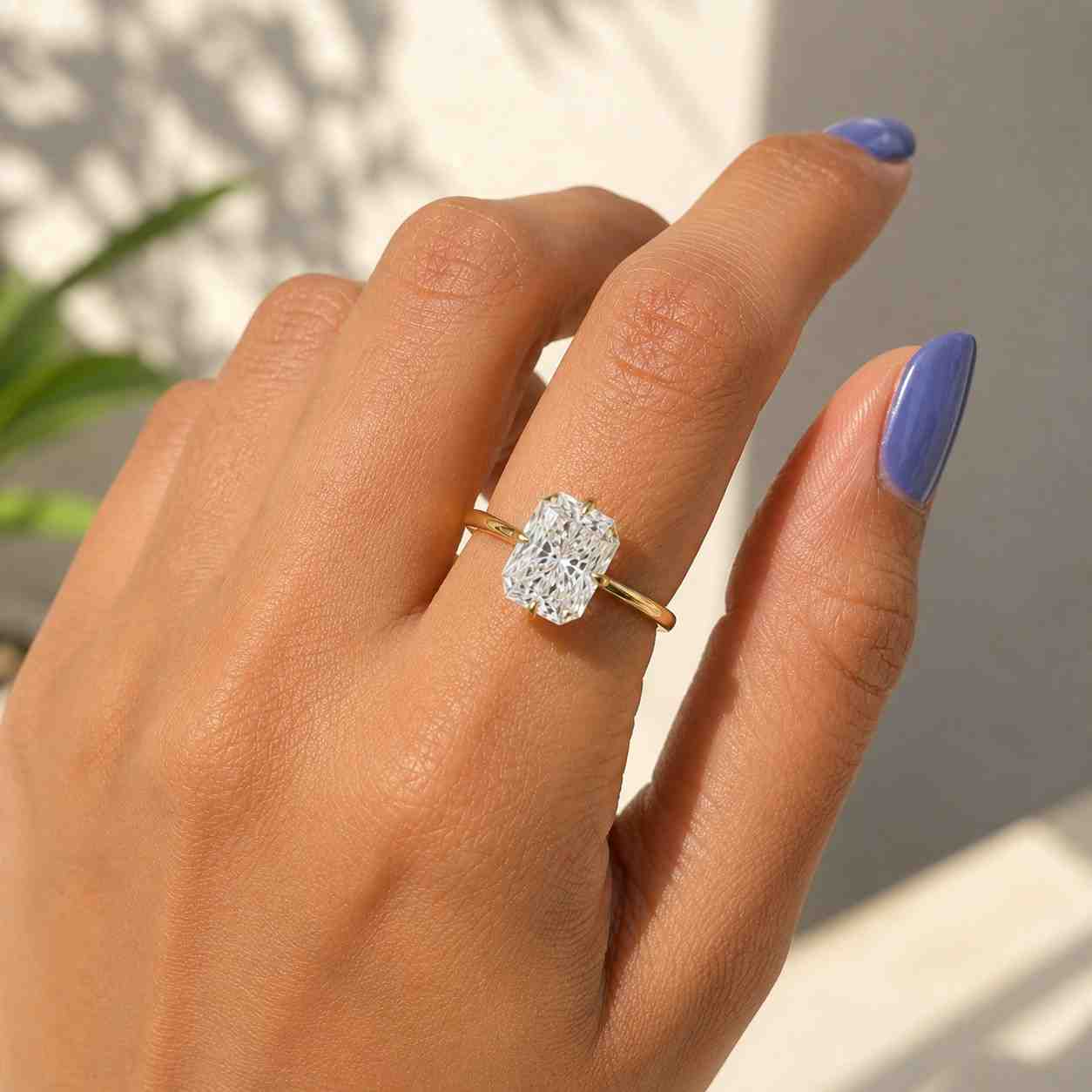 lab grown radiant diamond engagement ring, 14k yellow gold radiant diamond ring, radiant cut solitaire rng, wedding ring for proposal gifts