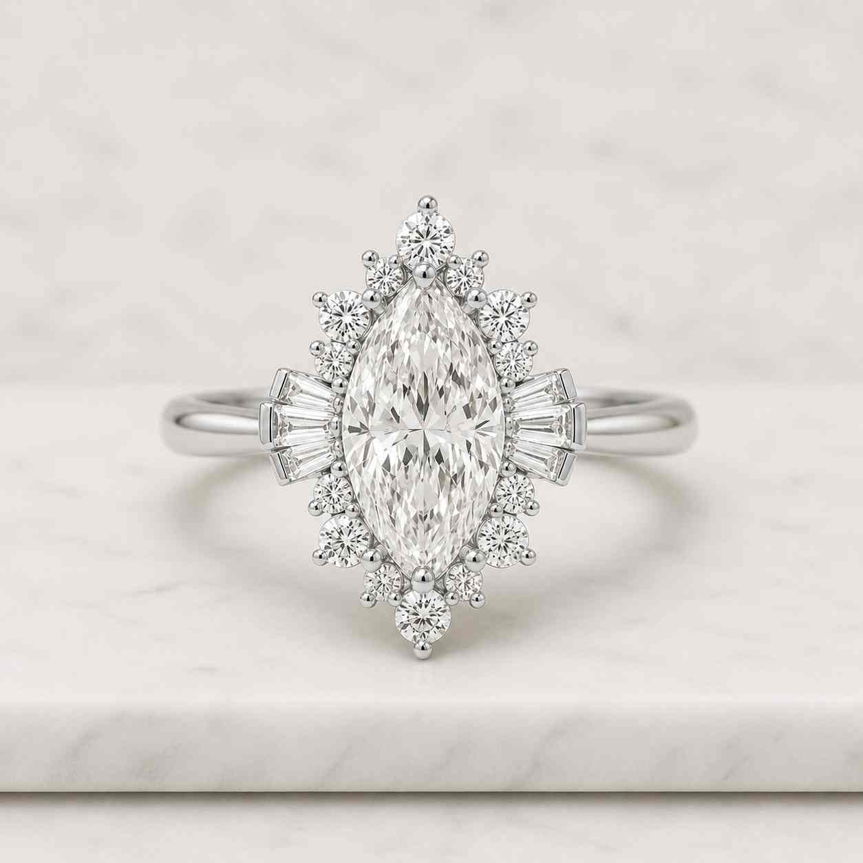 Lab Grown Round Diamond Halo Engagement Ring, 14K Gold Lab Diamond Cathedral Set Wedding Ring, Round Cut Diamond Anniversary Ring For Women 