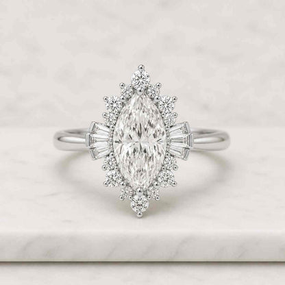 Lab Grown Round Diamond Halo Engagement Ring, 14K Gold Lab Diamond Cathedral Set Wedding Ring, Round Cut Diamond Anniversary Ring For Women 