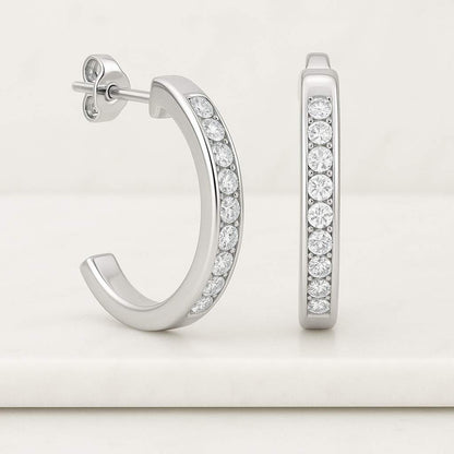 Lab Grown Round Diamond Pave Huggie Hoop Earrings
