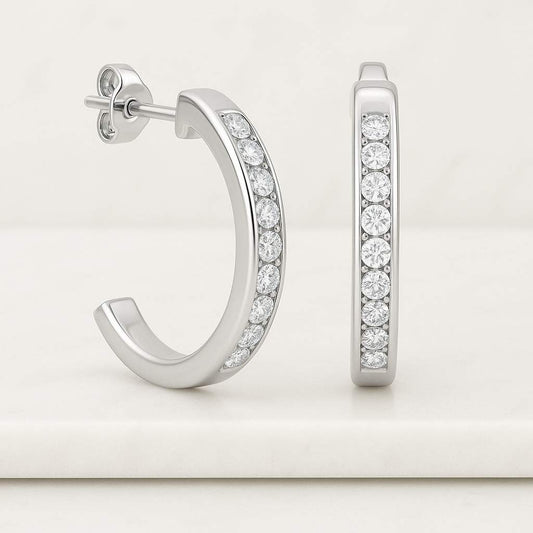 Lab Grown Round Diamond Pave Huggie Hoop Earrings