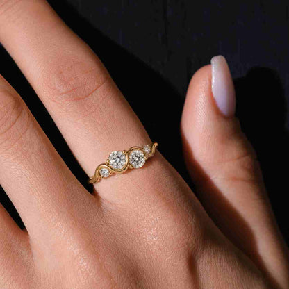 Lab Grown Round Two Stone Twist Diamond Ring in Sterling Silver