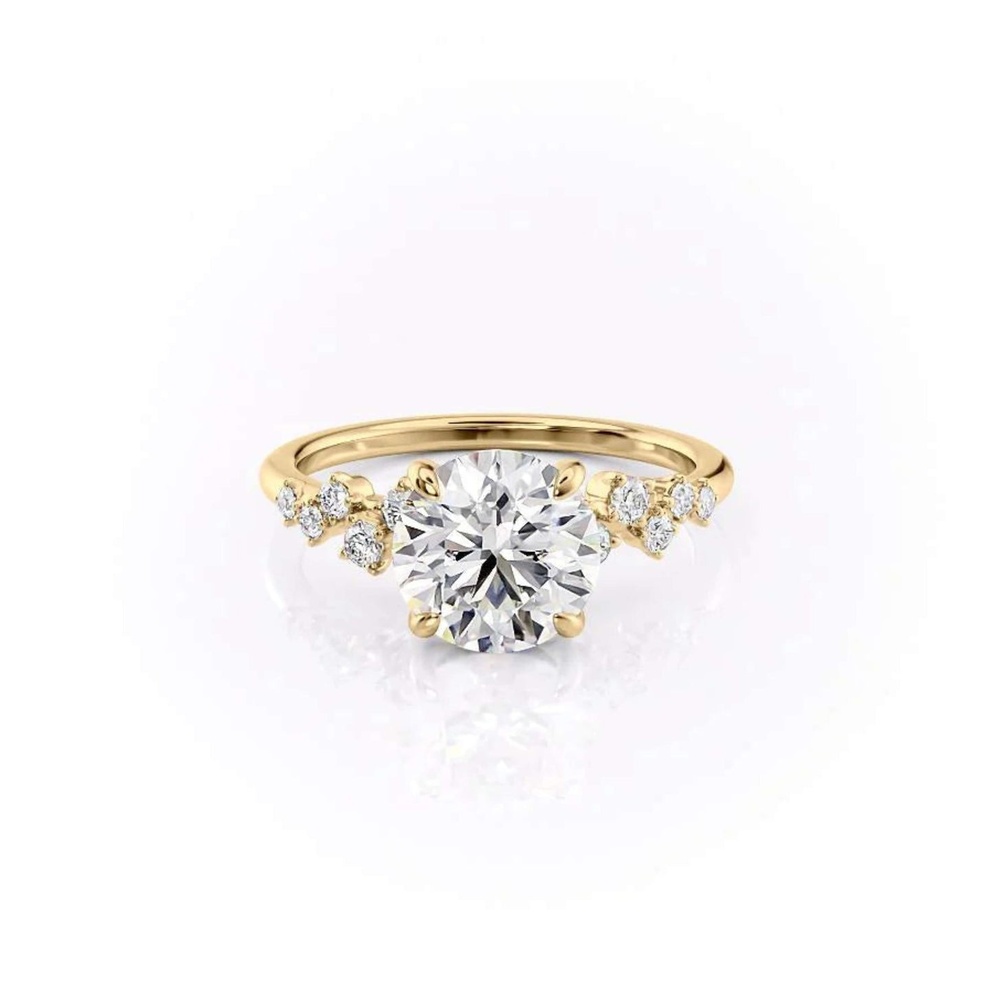 Lab grown Diamond Cluster Ring- Round-Cut Simulated Diamond Cluster Wedding Ring