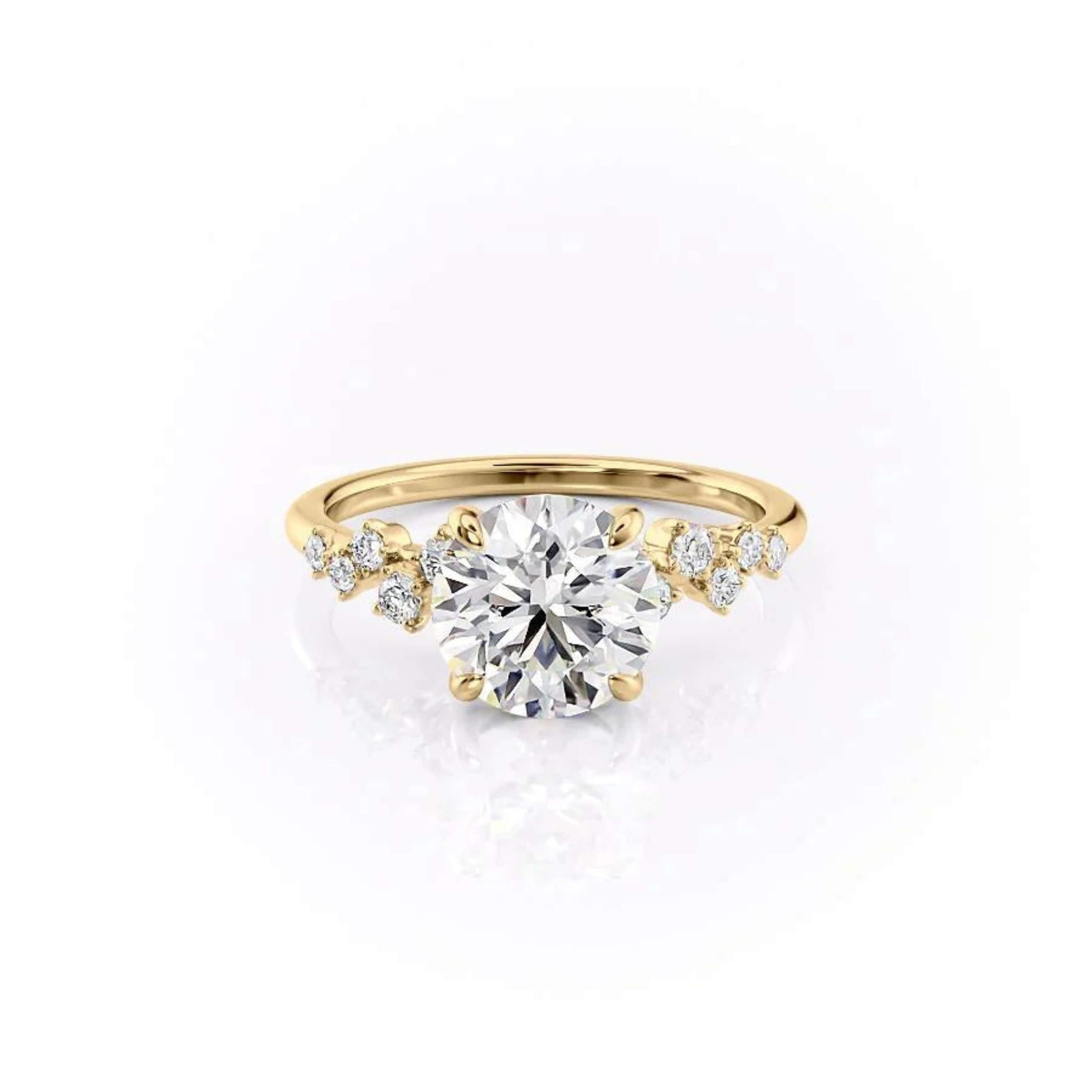Lab grown Diamond Cluster Ring- Round-Cut Simulated Diamond Cluster Wedding Ring