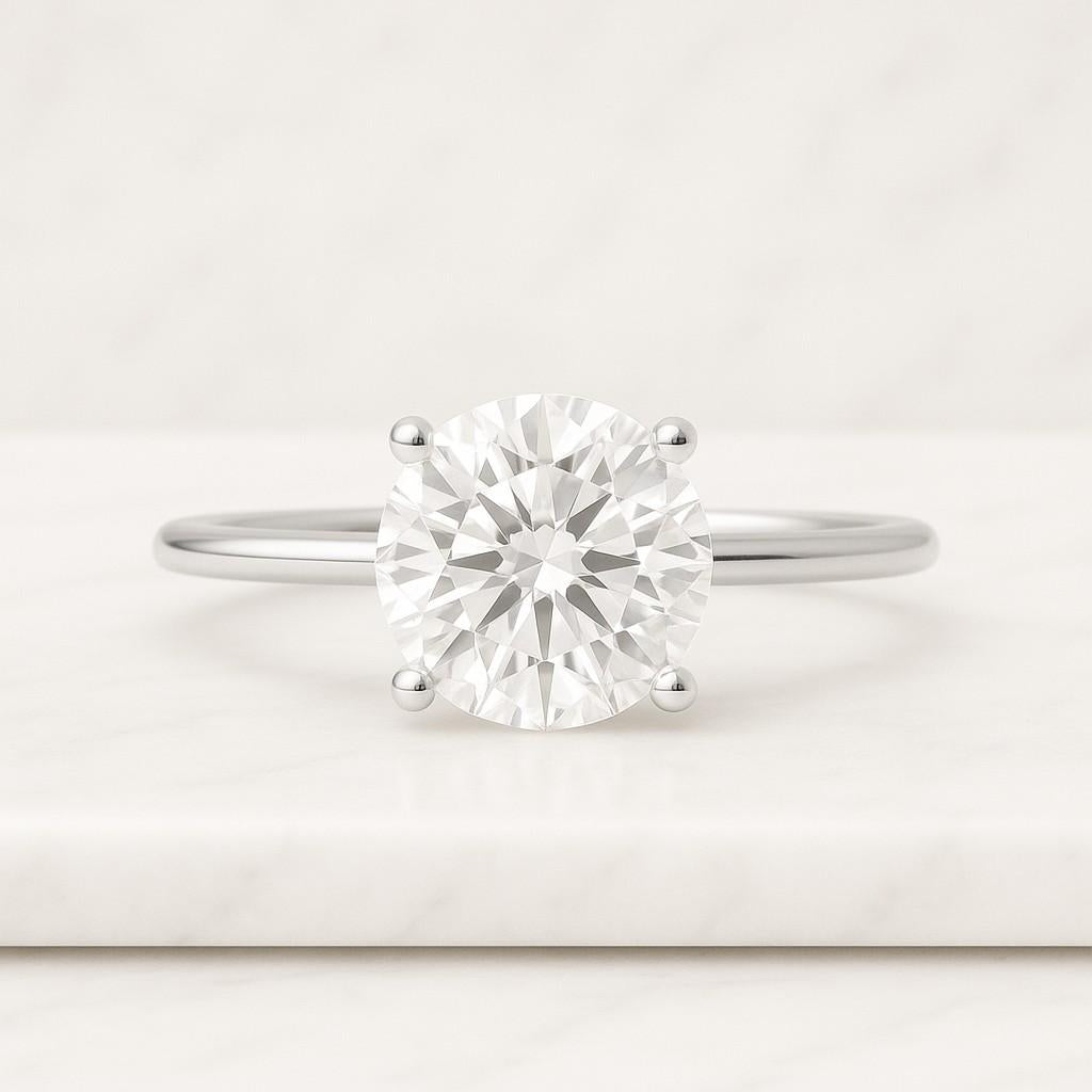 round CVD Diamond yellow Gold Gold Promise Ring Gift for her