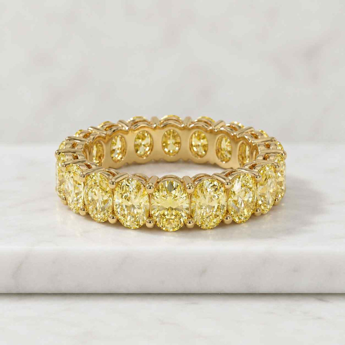 large oval hidden halo engagement ring, 6.80 tcw canary yellow moissanite diamond wedding ring, pave set yellow gold ring, anniversary gift
