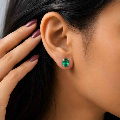 Large Oval Natural Peridot Stud Earrings 8 x 6mm Gift Boxed
